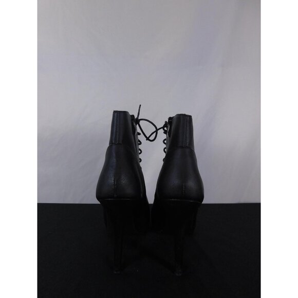 Ashley Stewart Black Lace-Up Peep Toe Booties 11 - High Heel Platform - Excellen - Picture 2 of 7